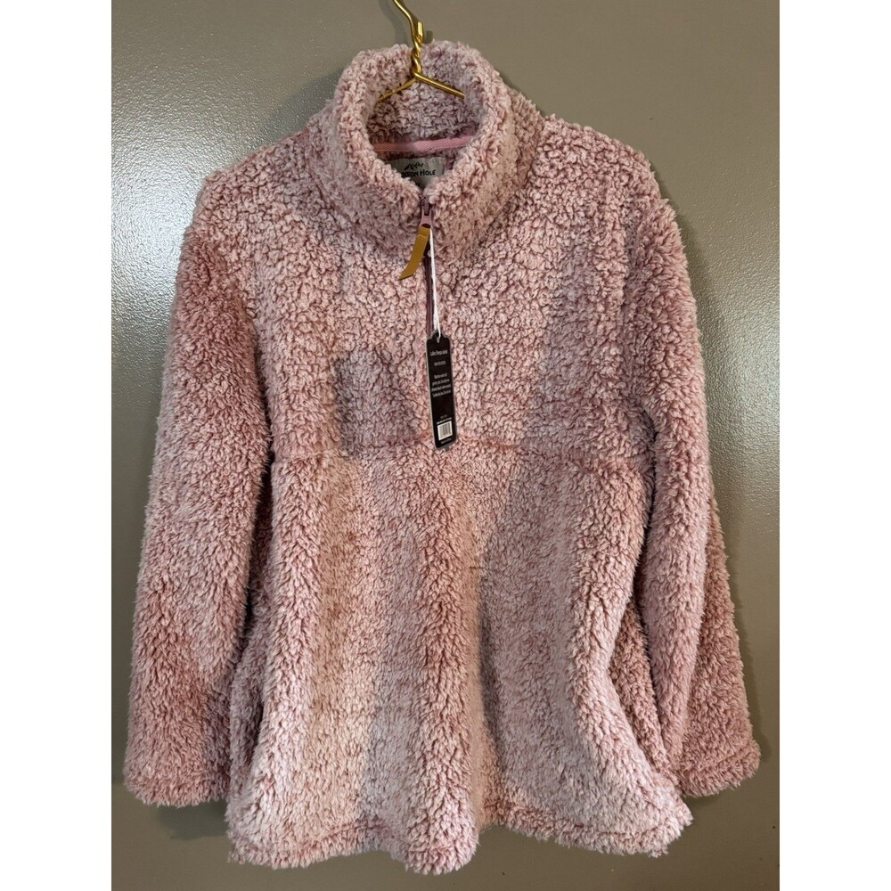 Jackson Hole Outerwear Fleece Womens Med Sherpa Jacket Pullover 3/4 Zip Pink NWT